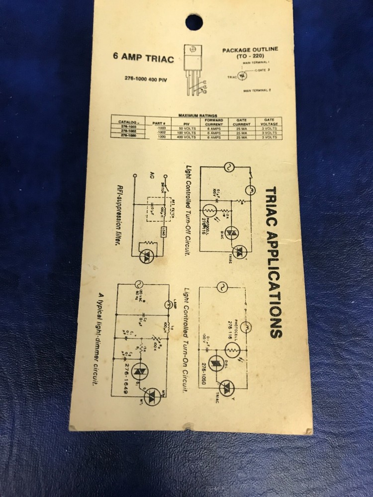 Archer 400 Volt 6 AMP Triac #276-1000