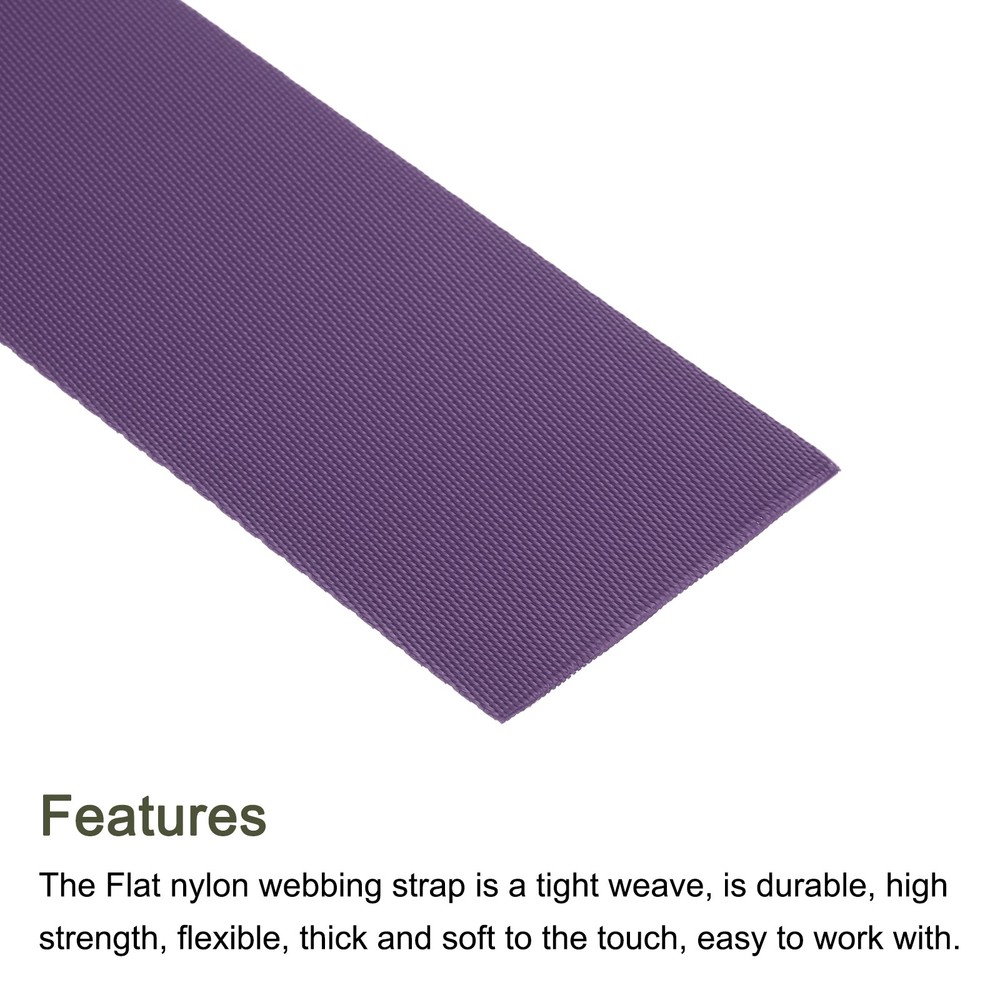 Flat Nylon Webbing Strap 2 Inch 5 Yards Bean Purple for Backpack