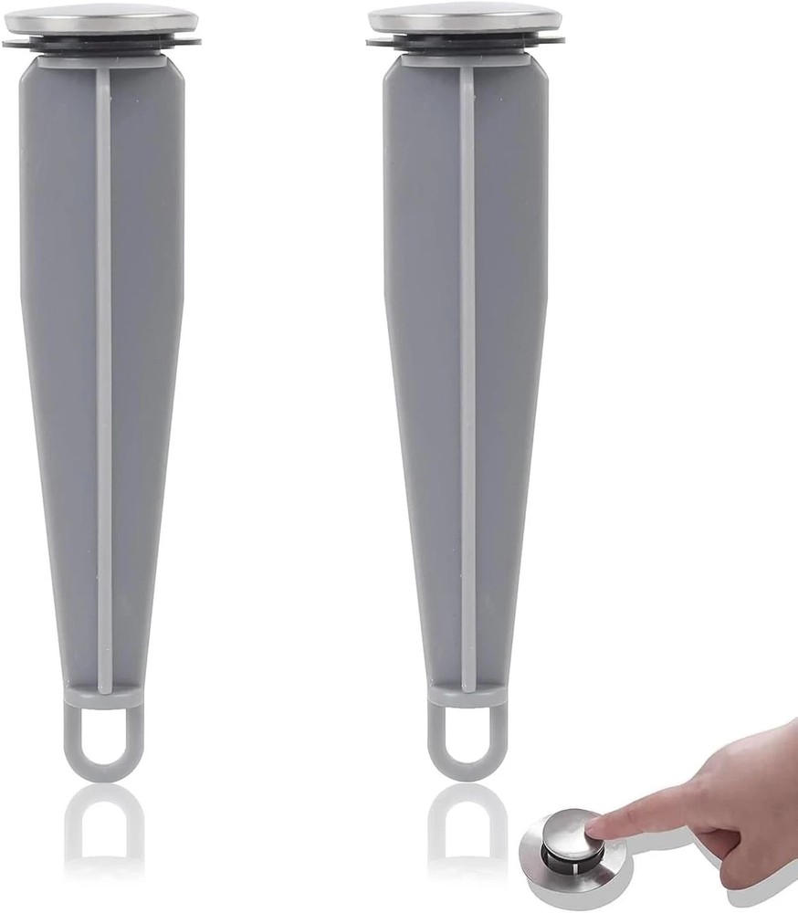 (2-Pack) Bathroom Sink Pop-Up Stoppers - Plastic Pop-Up Stoppers with Chrome Fin