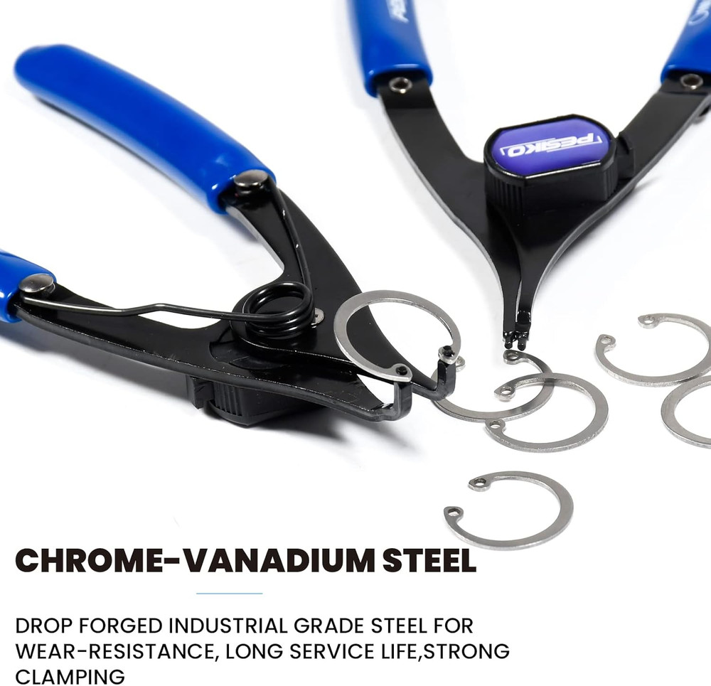 12-Piece Snap Ring Pliers Set Heavy Duty, Internal External Convertible Fixed Ti