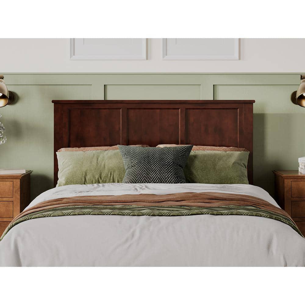 AFI Queen Panel Headboard Solid Wood Walnut Finish with Attachable USB Charger