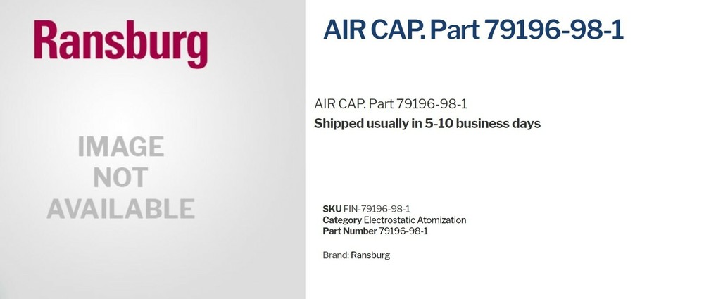 DEVILBISS, BINKS, RANSBURG, Automatic Spray Gun Air Cap 79196-98-1 [OFB2] #8