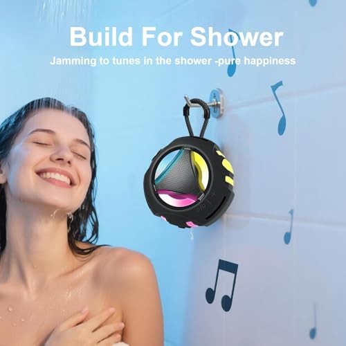 Bluetooth Shower Speaker Waterproof, Portable Bluetooth Speakers Black