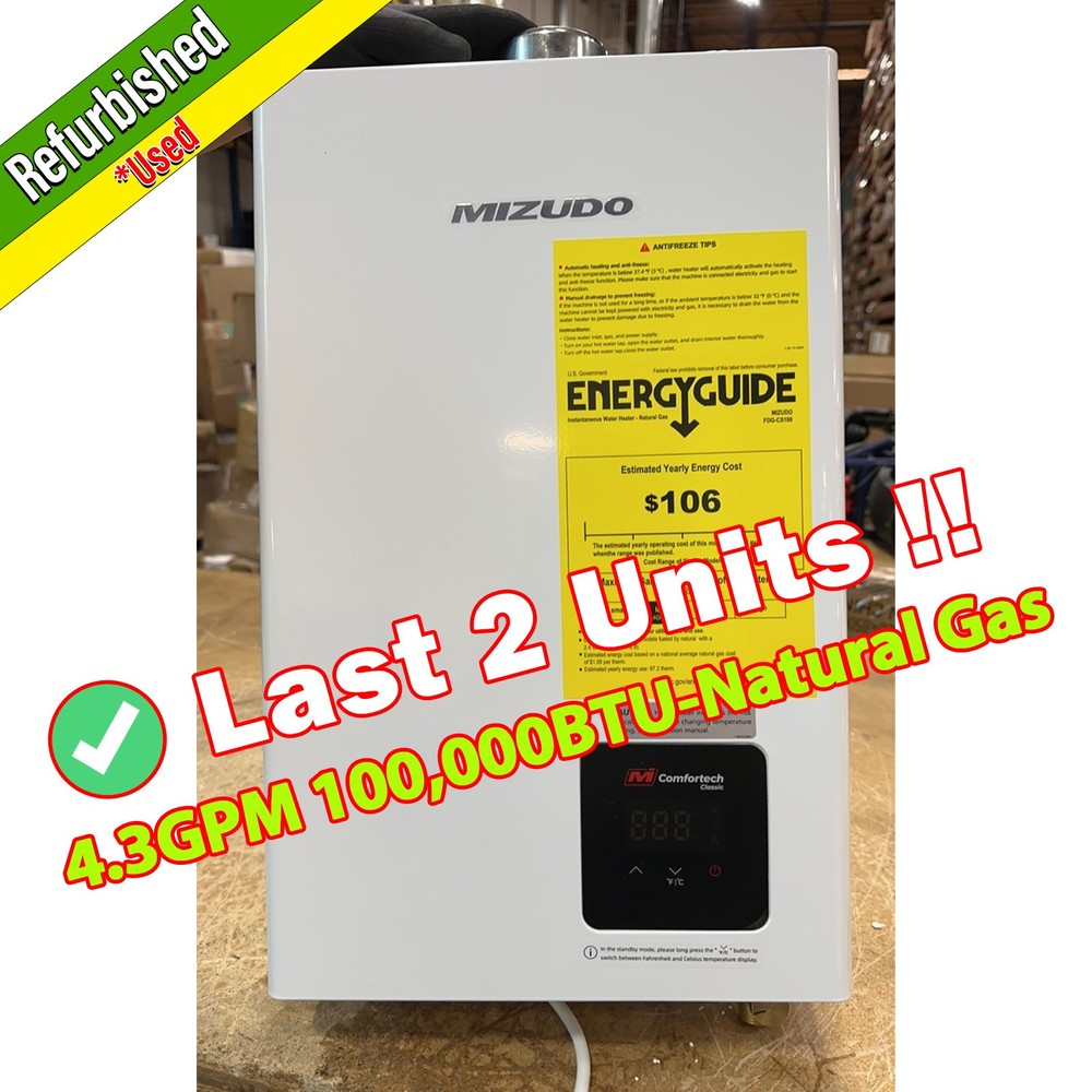 【90% NEW】Natural Gas Tankless Hot Water Heater 4.3 GPM 100,000BTU Whole House