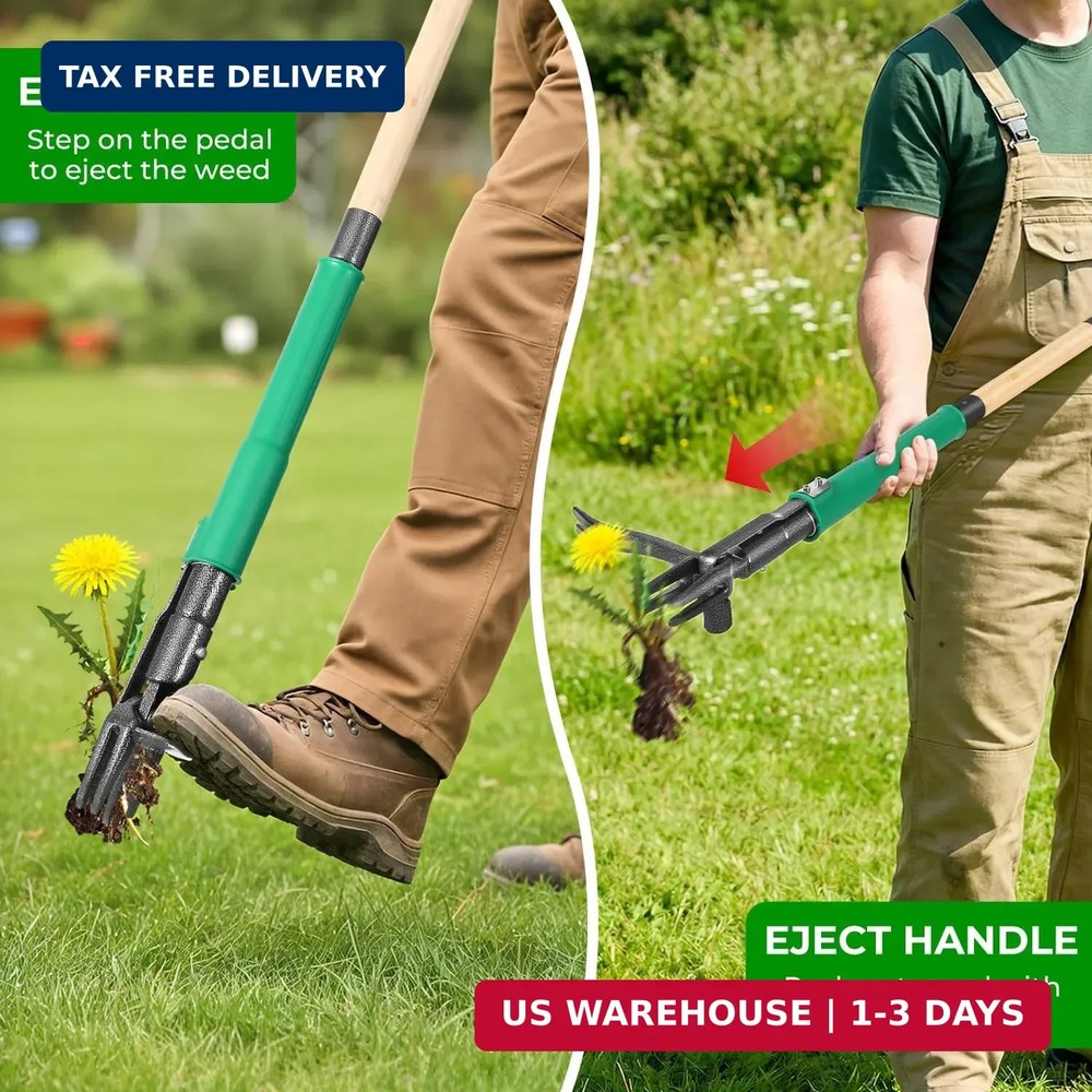 Weed Puller Tool with 2 Weed Eject Feature, 43.7in Stand Up Dandelion Remover To