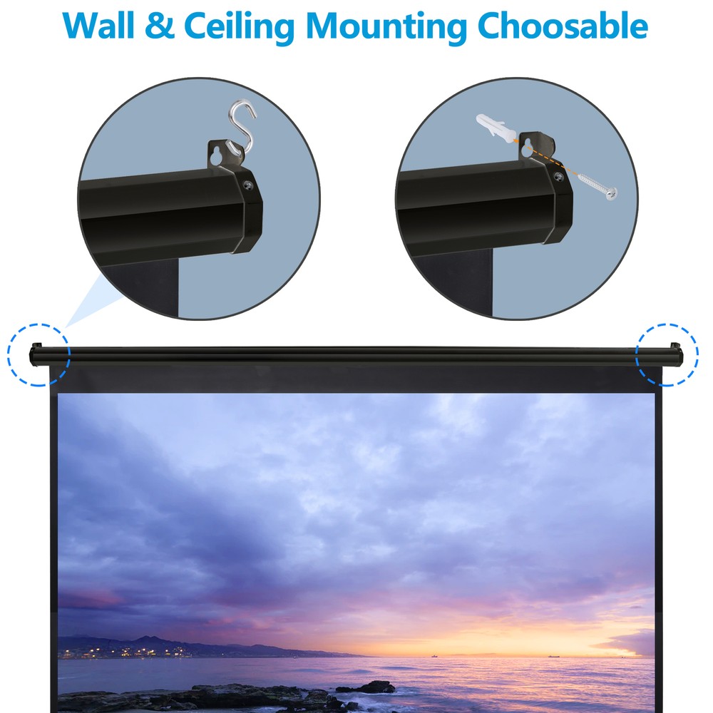 100" Pull-Down Manual Projector Screen 16:9 HD Projection Screen for Home Theate