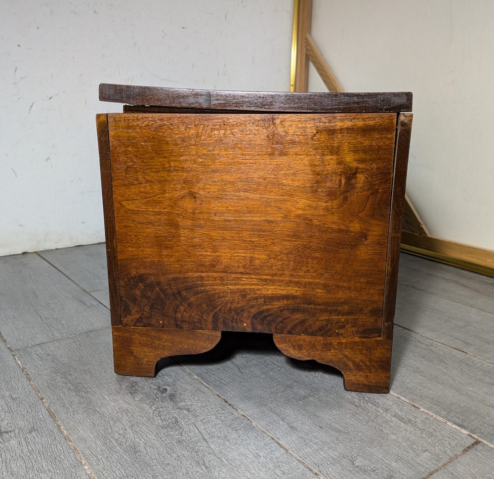 Antique Rustic Solid Wood Carpenter Tool Storage Box Chest Trunk with Lid N65