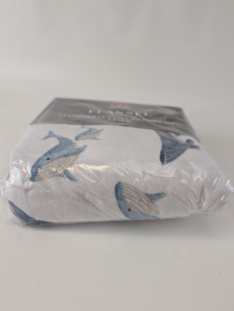 BIBB Pillowcases 2 Pack White Blue Whales New