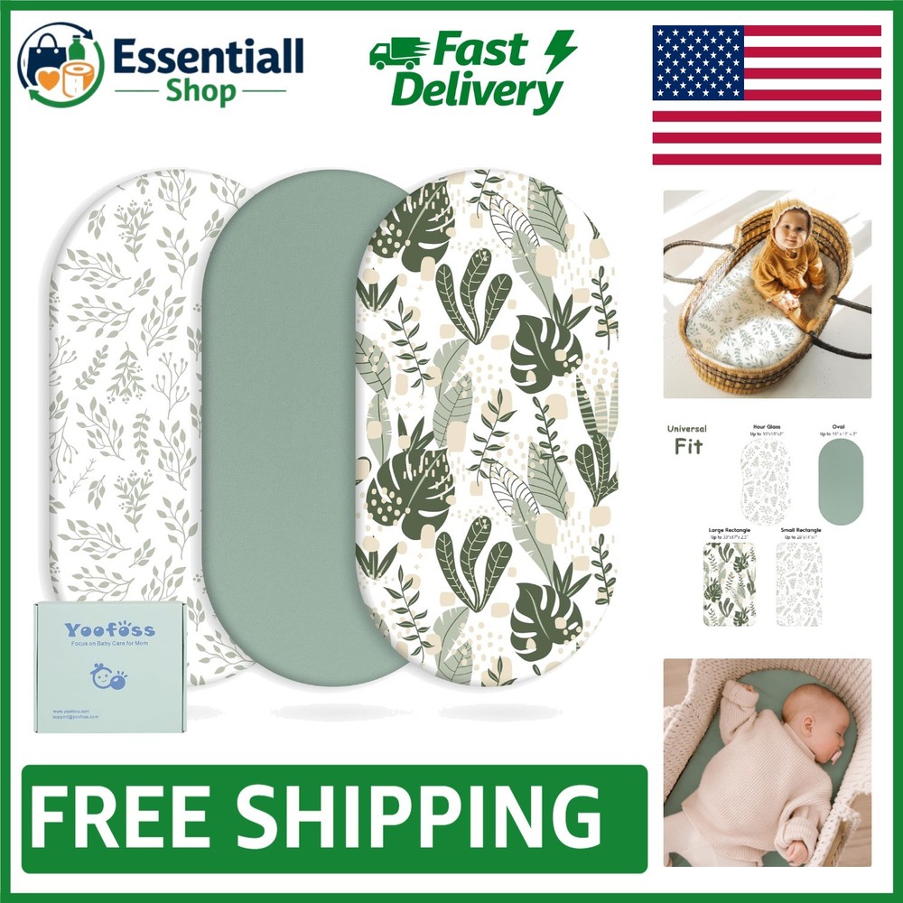 Machine Washable Bassinet Sheets - 3-Pack Fitted Sheets for Ultimate Comfort