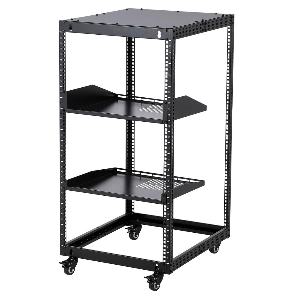20U 4 Post Open Frame Server Rack Network Enclosure 23''-40'' with Caster
