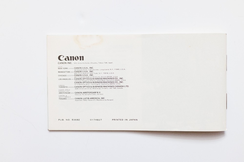 Canon FD Interchangeable lenses Instructions Manual 8th Edition