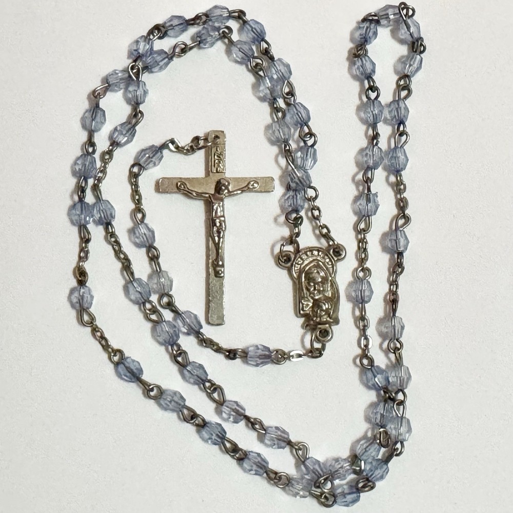 Vintage 1960’s Rosary Blue Crucifix EXCELLENT