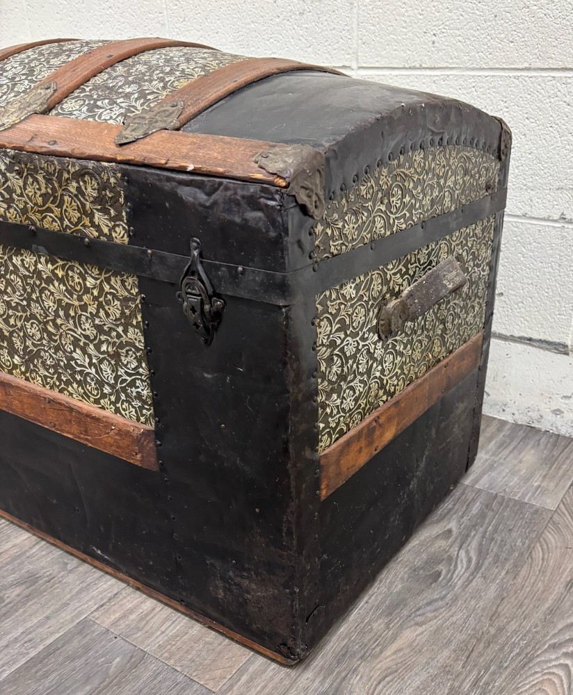 Antique Camel Back Steamer Trunk Chest