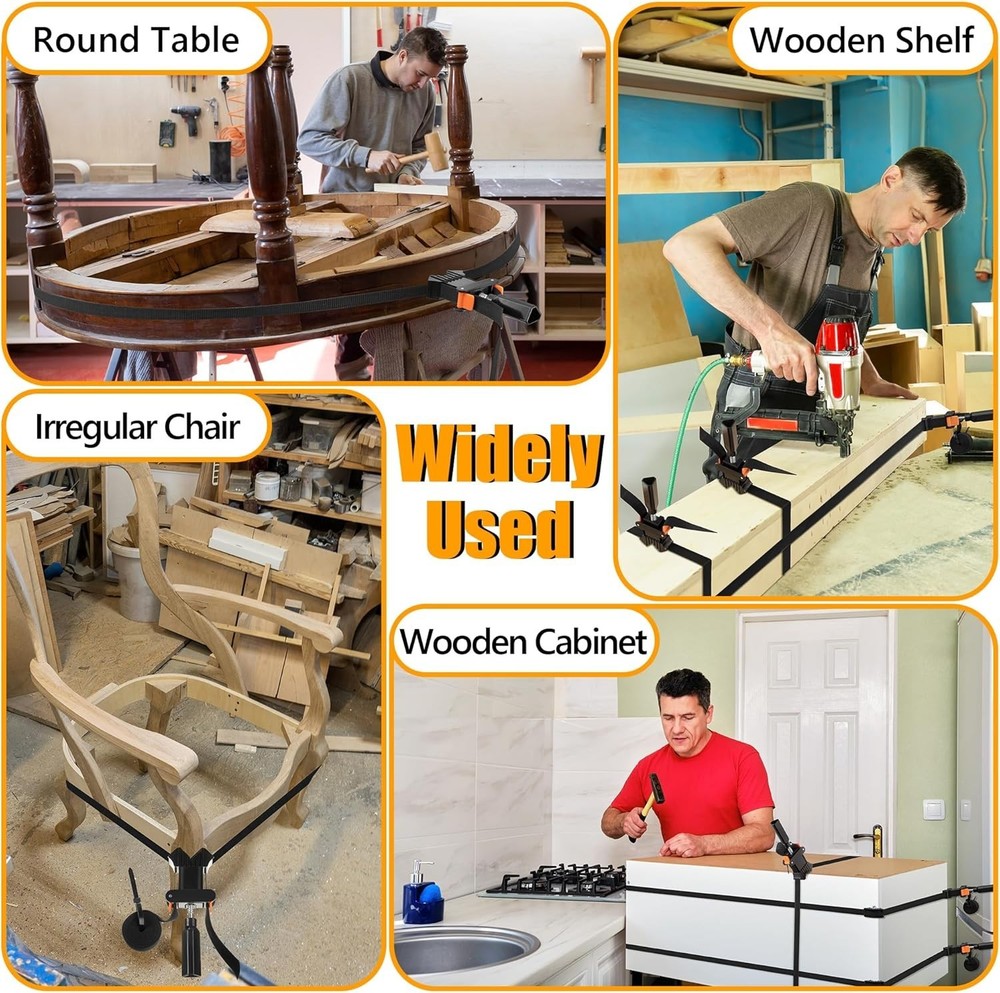 Quick Release Strap Clamps for Woodworking - 8 Pack Adjustable Frame Tool