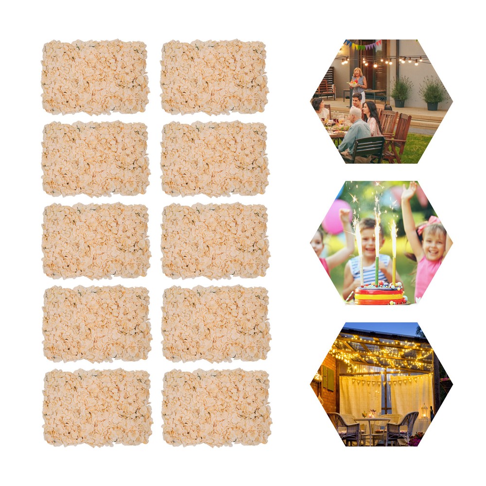 10Pcs Artificial Flower Wall Panel Backdrop Wedding Party Background Venue Decor