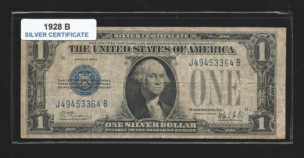 ~~ 1928 B ~~  ~~~ Silver Certificate ---- and  == ~~ ==  FREE SHIPPING == ==