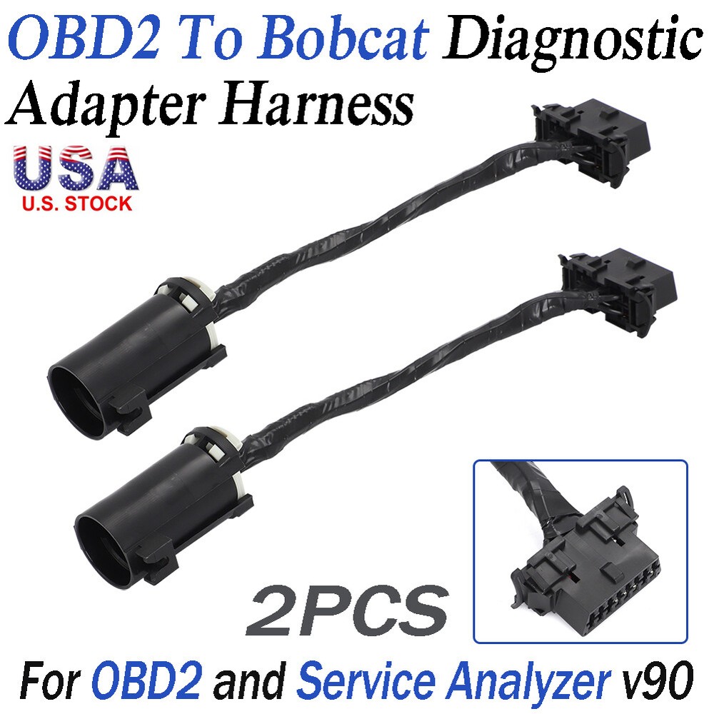 For Service Analyzer v90 OBD2 To Bobcat Diagnostic Adapter Connector Harness 2PC