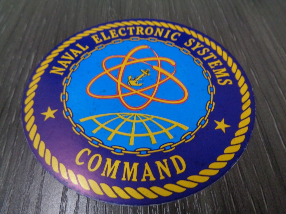 US NAVY STICKER / DECAL NAVAL ELECTRONIC SYSTEMS COMMAND MED DARK BLUE 4 INCH