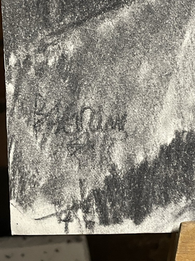 Northern Art original charcoal drawing. Signed.