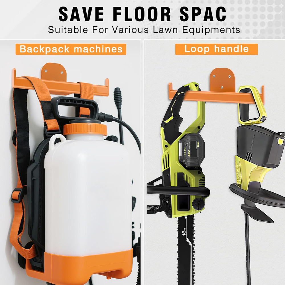 Backpack Leaf Blower and Sprayer Wall Mount, 2-Pack Garage Storage Solution