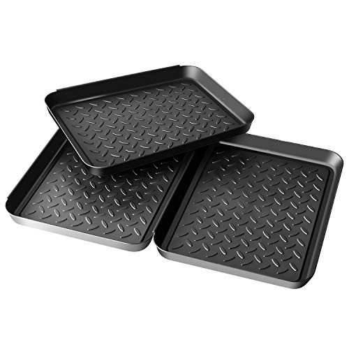 Boot Mat Tray for Floor Protection,3 Pack Shoe Tray,Boot Drying Mat Black