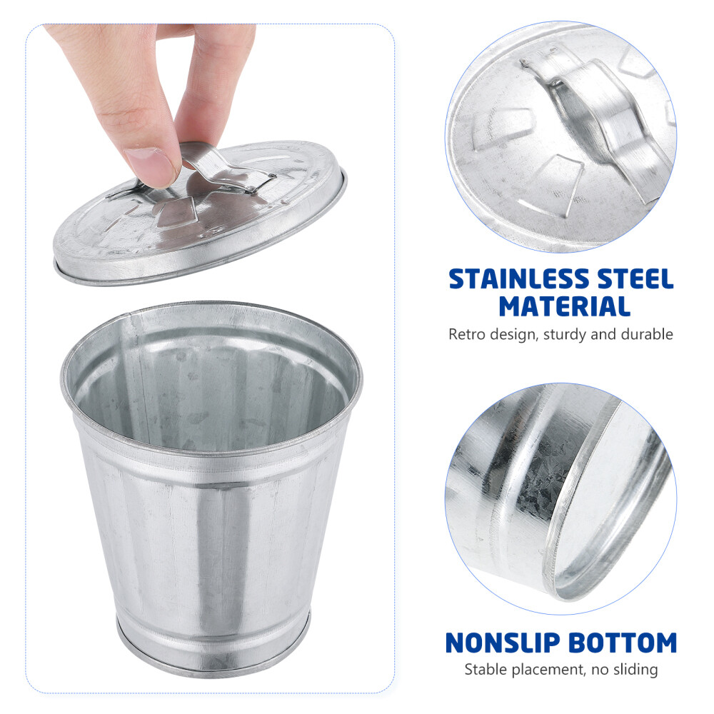Small Garbage Can Galvanized Trash Can Lid Garbage Recycling Container