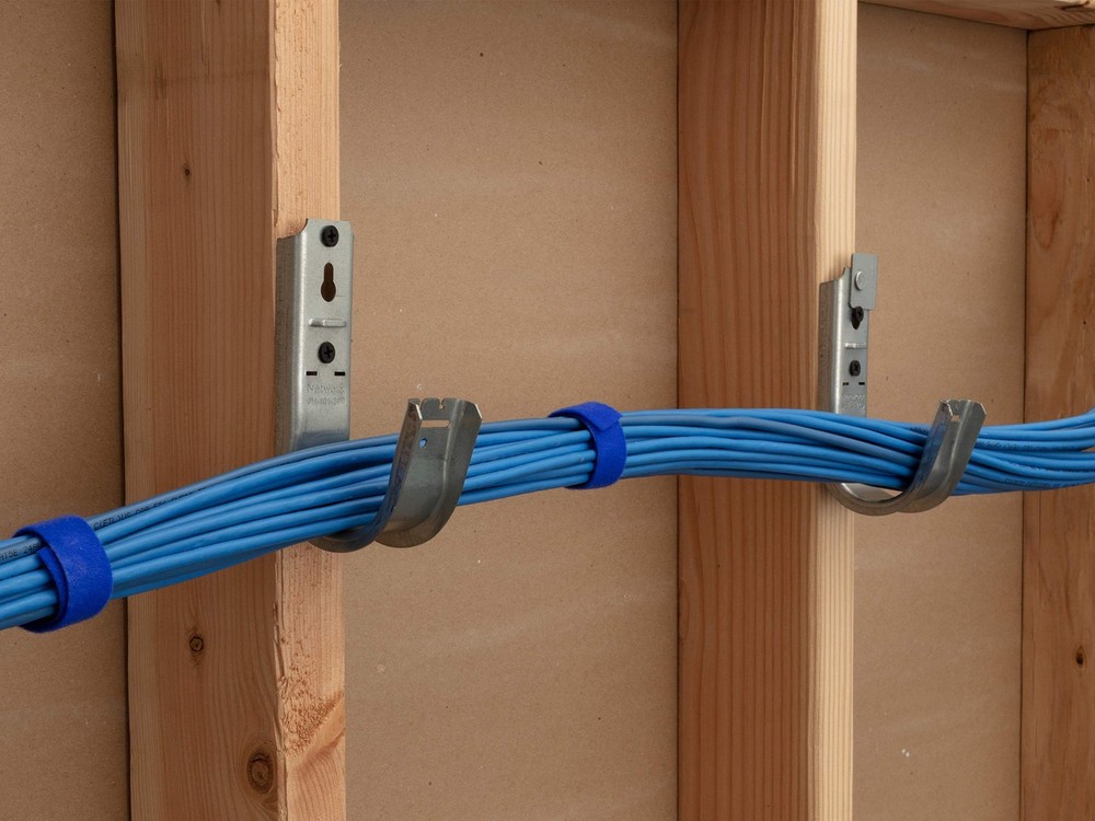 Networx 2" Wall Mount Galvanized Steel Cable Support J Hook with Retainer Cli...