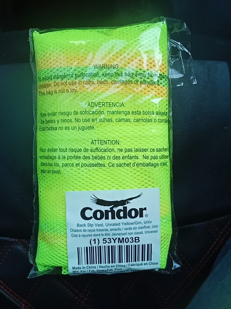 CONDOR High-Visibility Vests 53YM03B Mesh w/Hook&Loop Universal