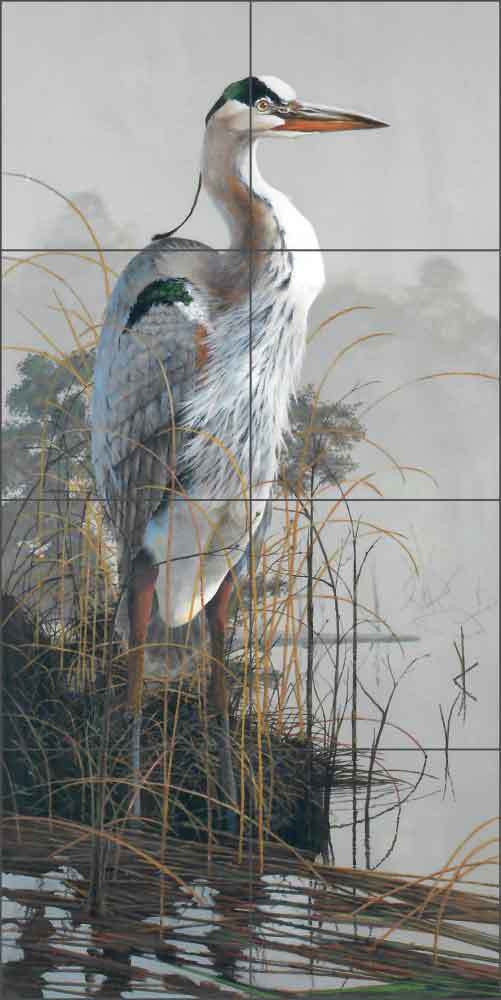 Ceramic Tile Mural Kitchen Backsplash Binks Heron Bird Wildlife Art REB030