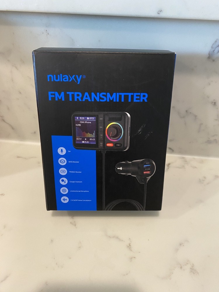 Nulaxy Bluetooth FM Transmitter for Car, Wireless Car Bluetooth Adapter V5.0 .