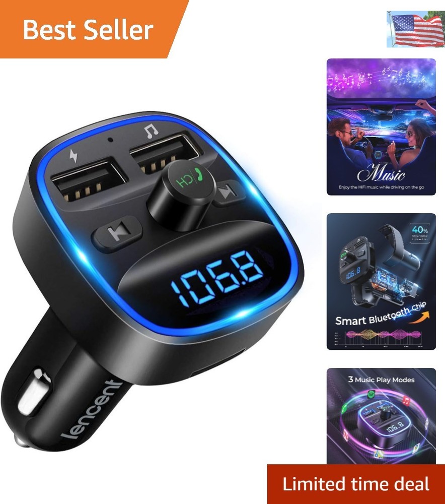 Advanced Bluetooth FM Transmitter - USB Charger, Voice Command & Voltage Monitor