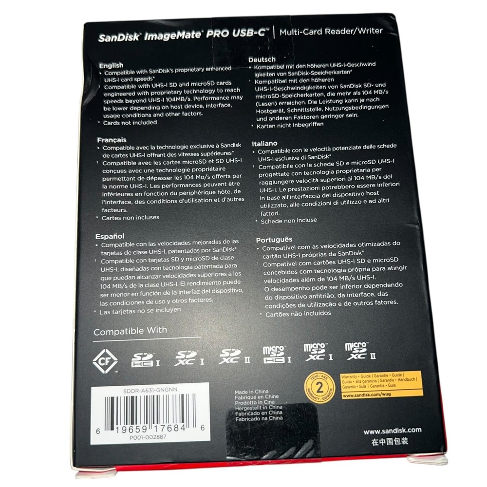 SanDisk ImageMate PRO USB C Multi Card Reader SD microSD