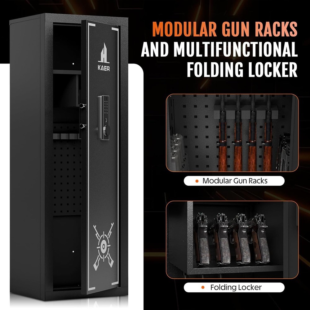 Biometric Gun Safe for Rifles and Pistols - Adjustable Multi-Function Cabinet