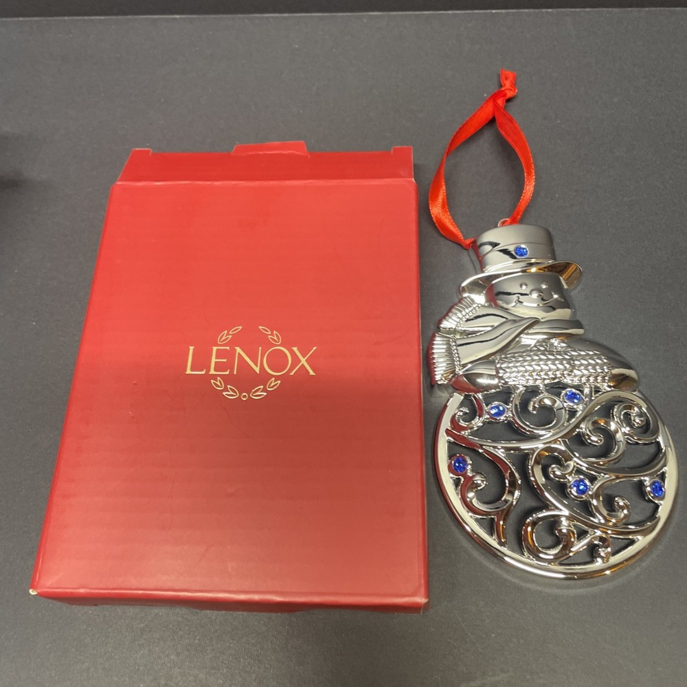 Lenox Sparkle & Scroll Silver Snowman Ornament