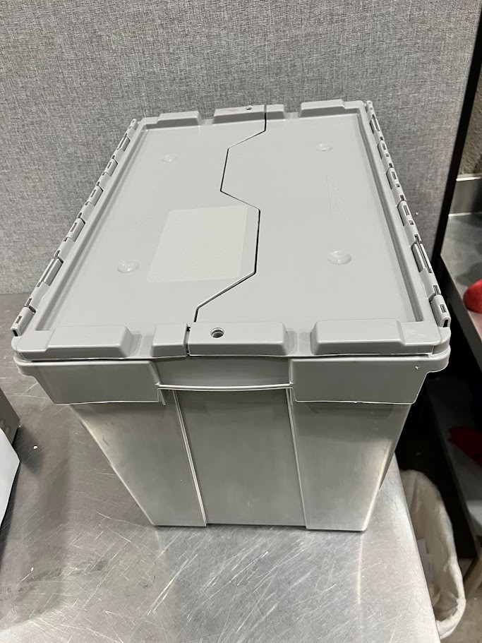 Polyethylene Attached-Lid Storage Tote: 100 lb Capacity - 2ct