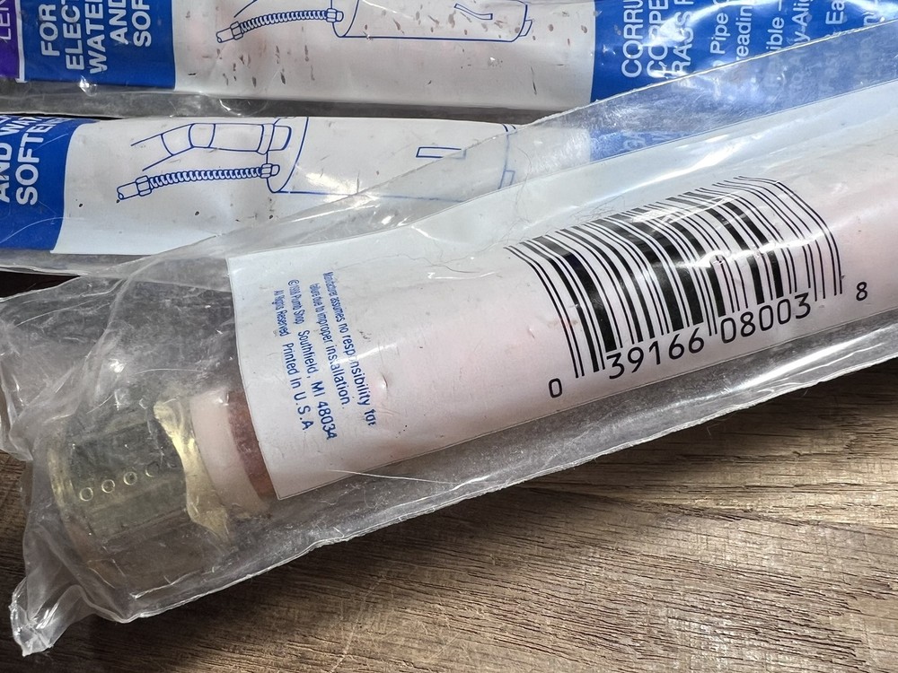 3 PLUMB SHOP WATER HEATER CONNECTORS 3/4" FPT x 24" COPPER BRASS CORRUGATED FLEX