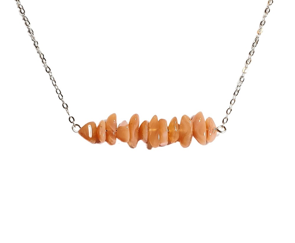 Orange Agate Chip Necklace, Bar Necklace, Boho, Minimalist, Dainty, Layering