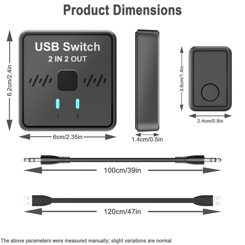 USB Switch 2 in 2 Out for Sharing Keyboard and Mouse Between Two Computers, A...