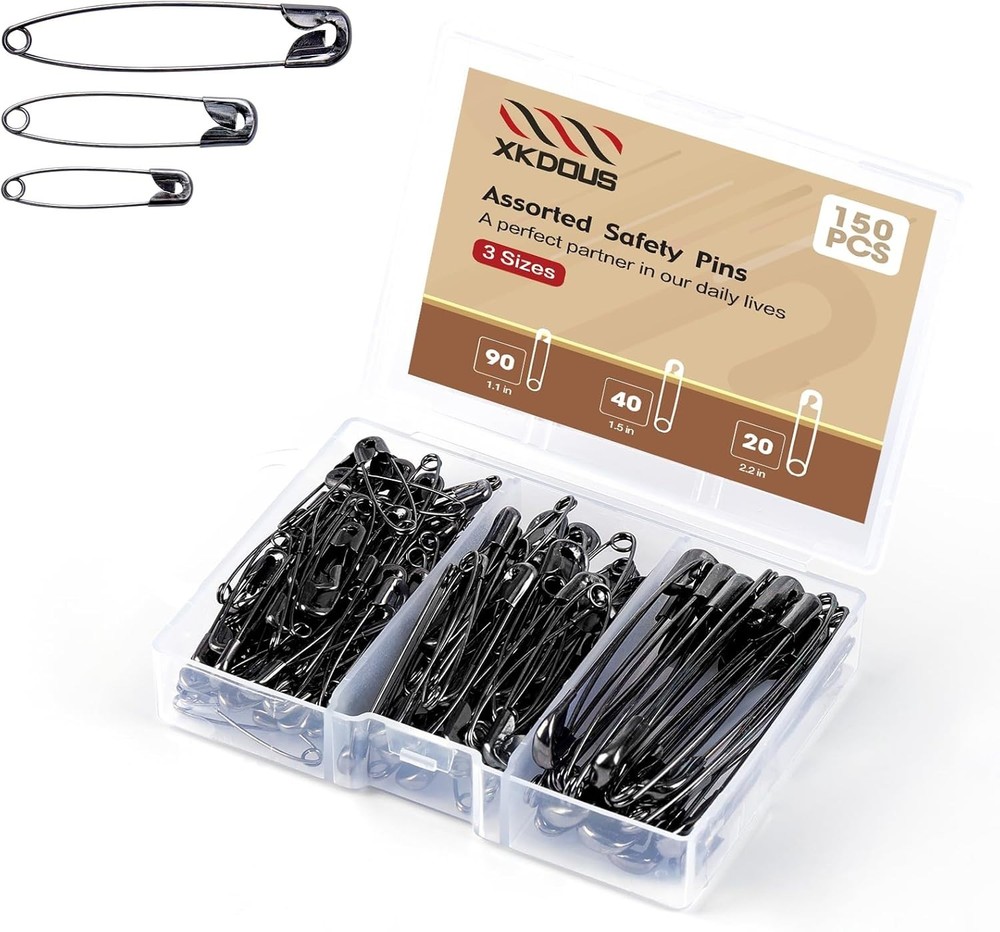 Durable 150 Pcs Assorted Safety Pins - Sharp & Rust Resistant for Everyday Use