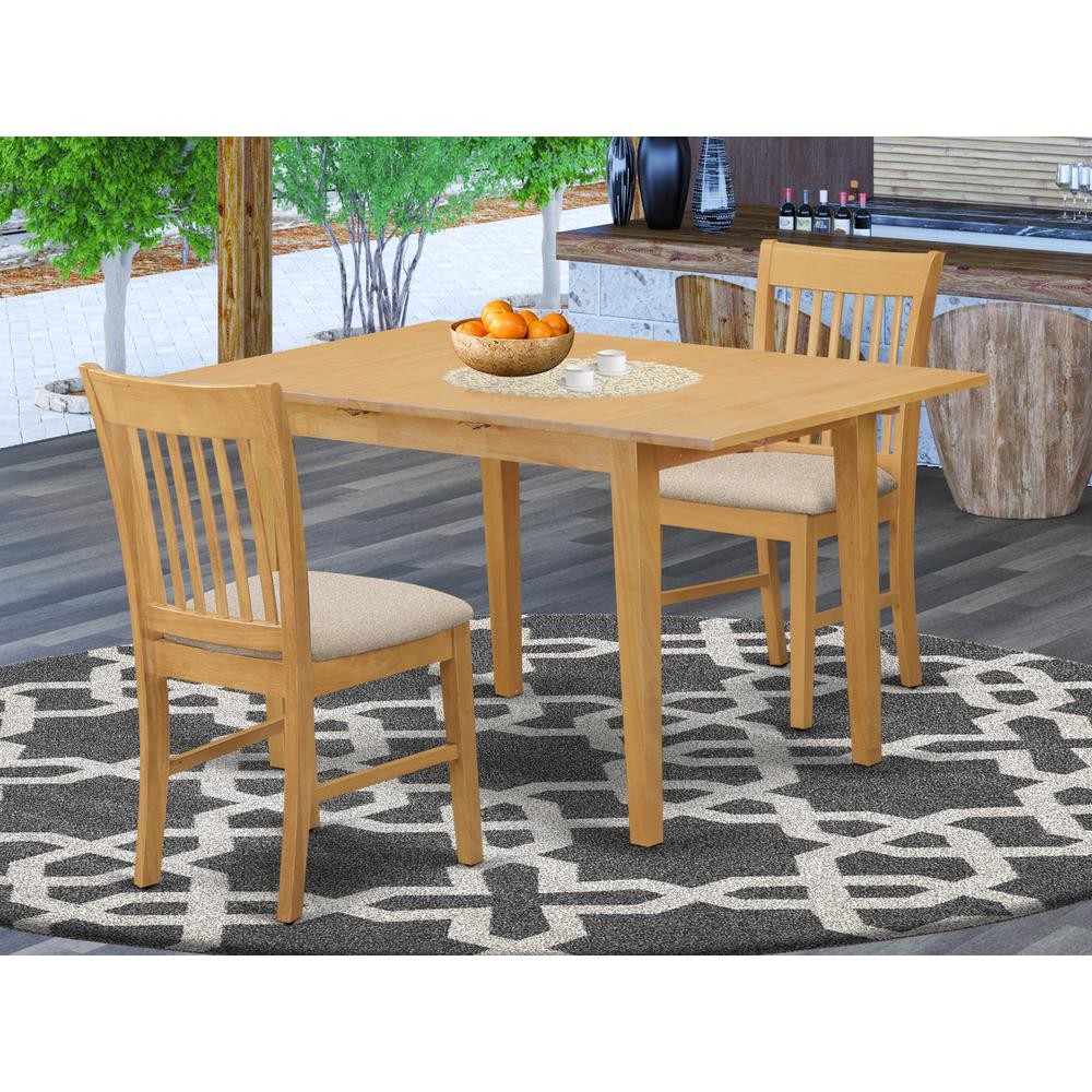 NOFK3-OAK-C 3 Pc Kitchen nook Dining set - small Kitchen Table and 2 Kitchen...