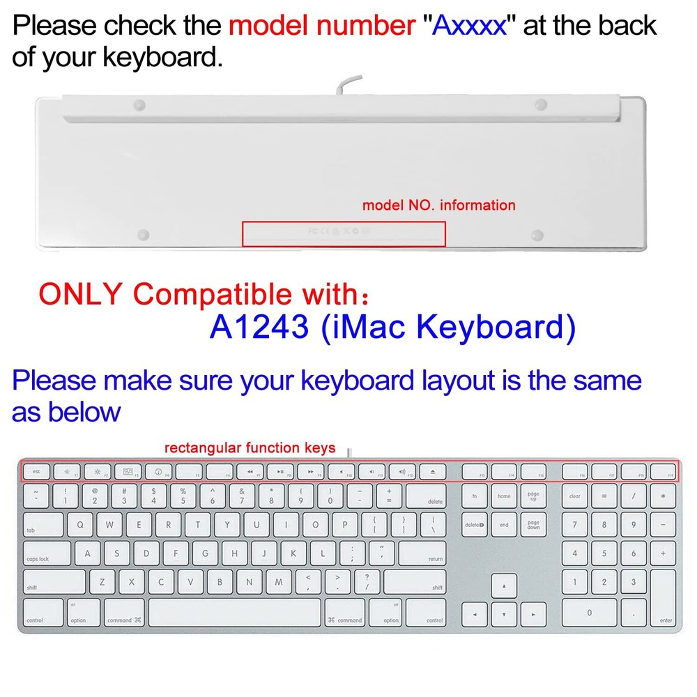 Silicone Keyboard Cover for iMac Keyboard with Numeric Keypad Wired USB