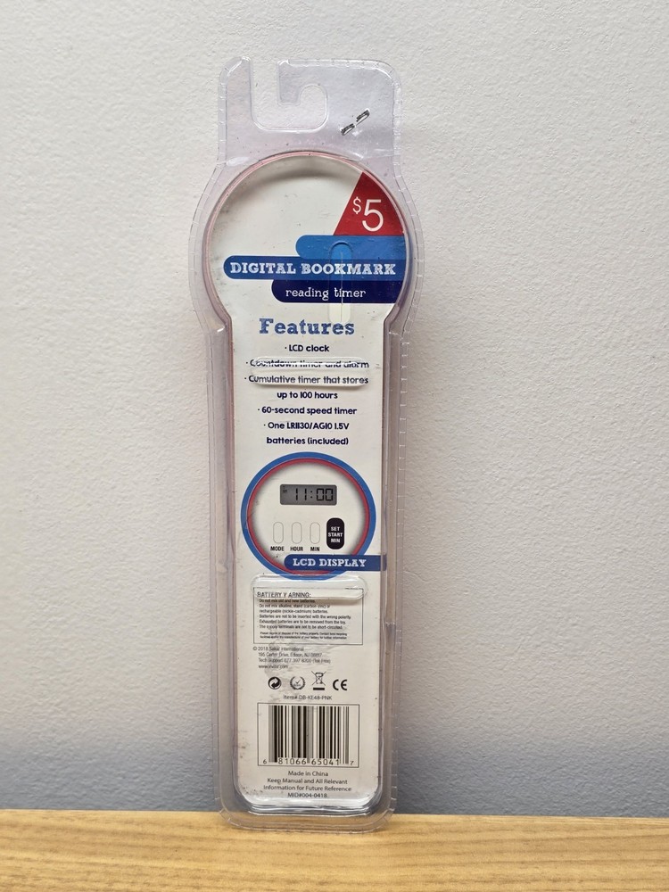 LCD Display Digital Bookmark Red Timer Needs New Battery
