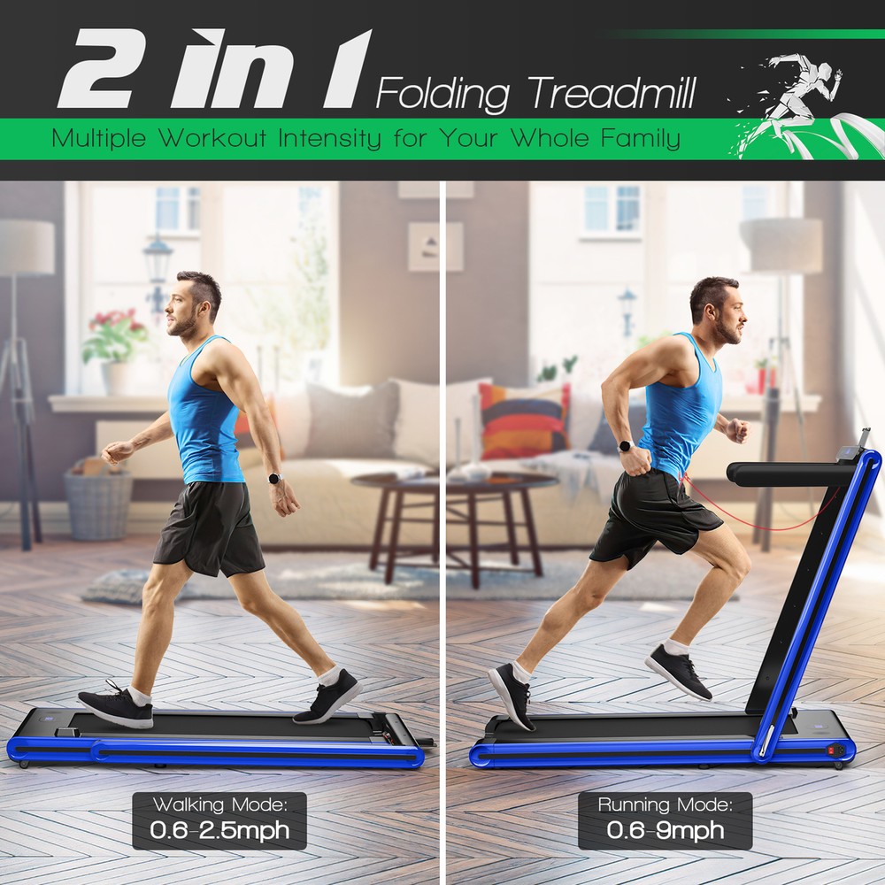 2.25HP Folding Treadmill 2-in-1 Walking Running Machine w/ APP & Remote Control