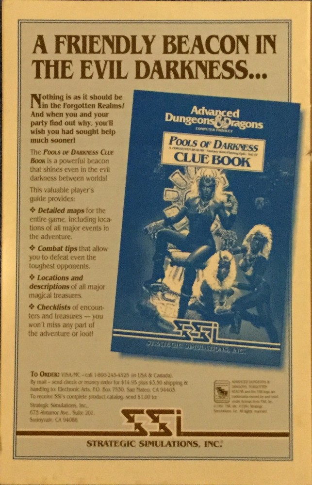 Advanced Dungeons & Dragons Pools of Darkness Rulebook