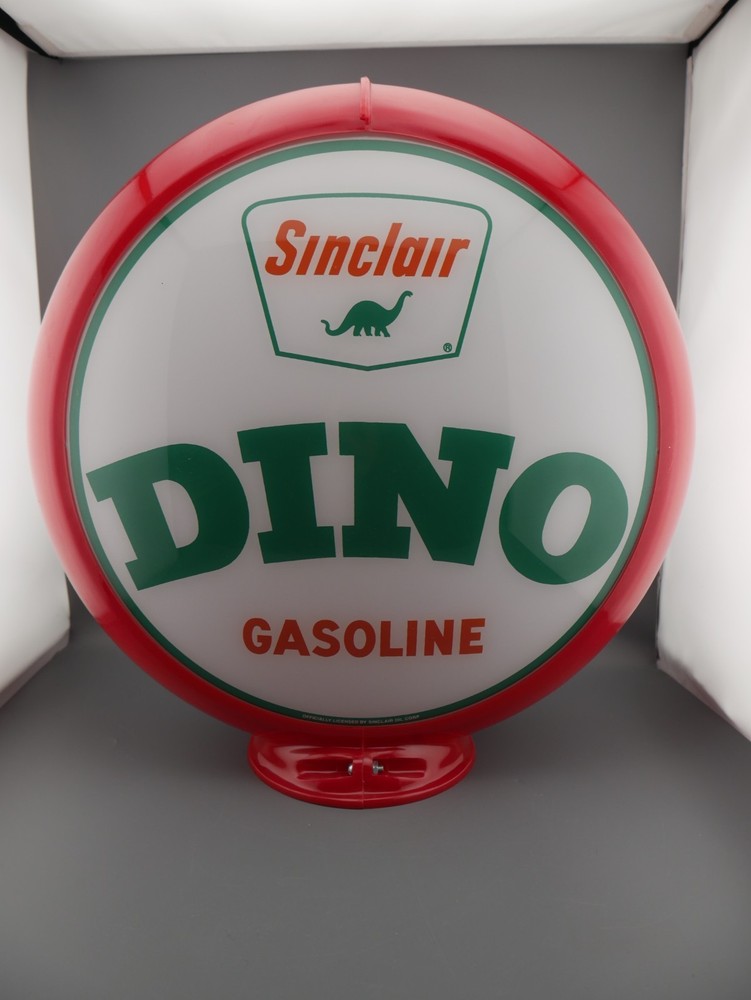 Red Plastic Frame Sinclair Dino 13.5" Gas Pump Globe