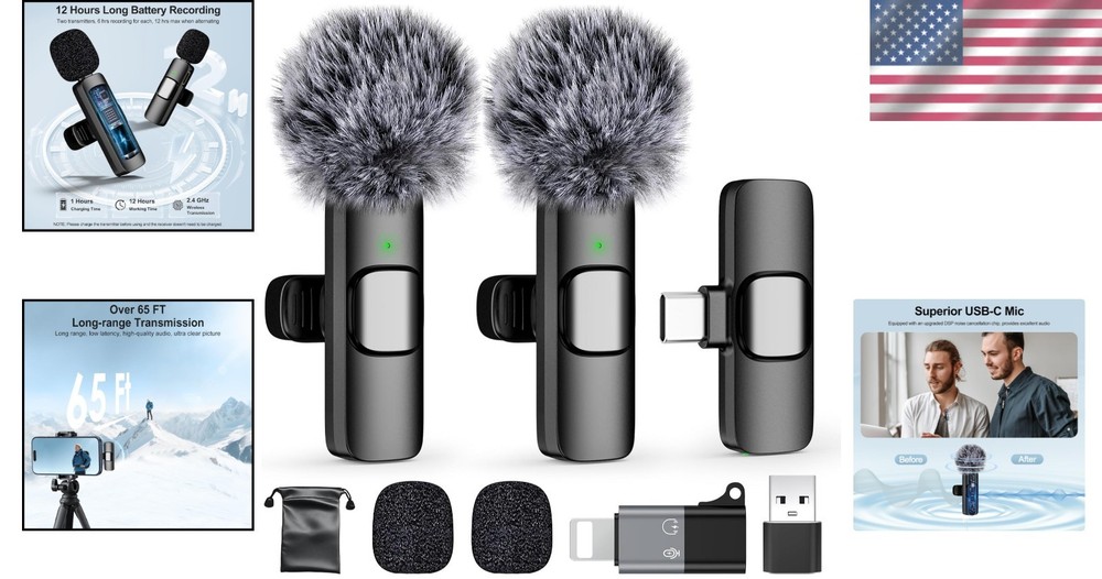 Mini Wireless Lavalier Mic for Content Creators - Clip-On with Mute Function