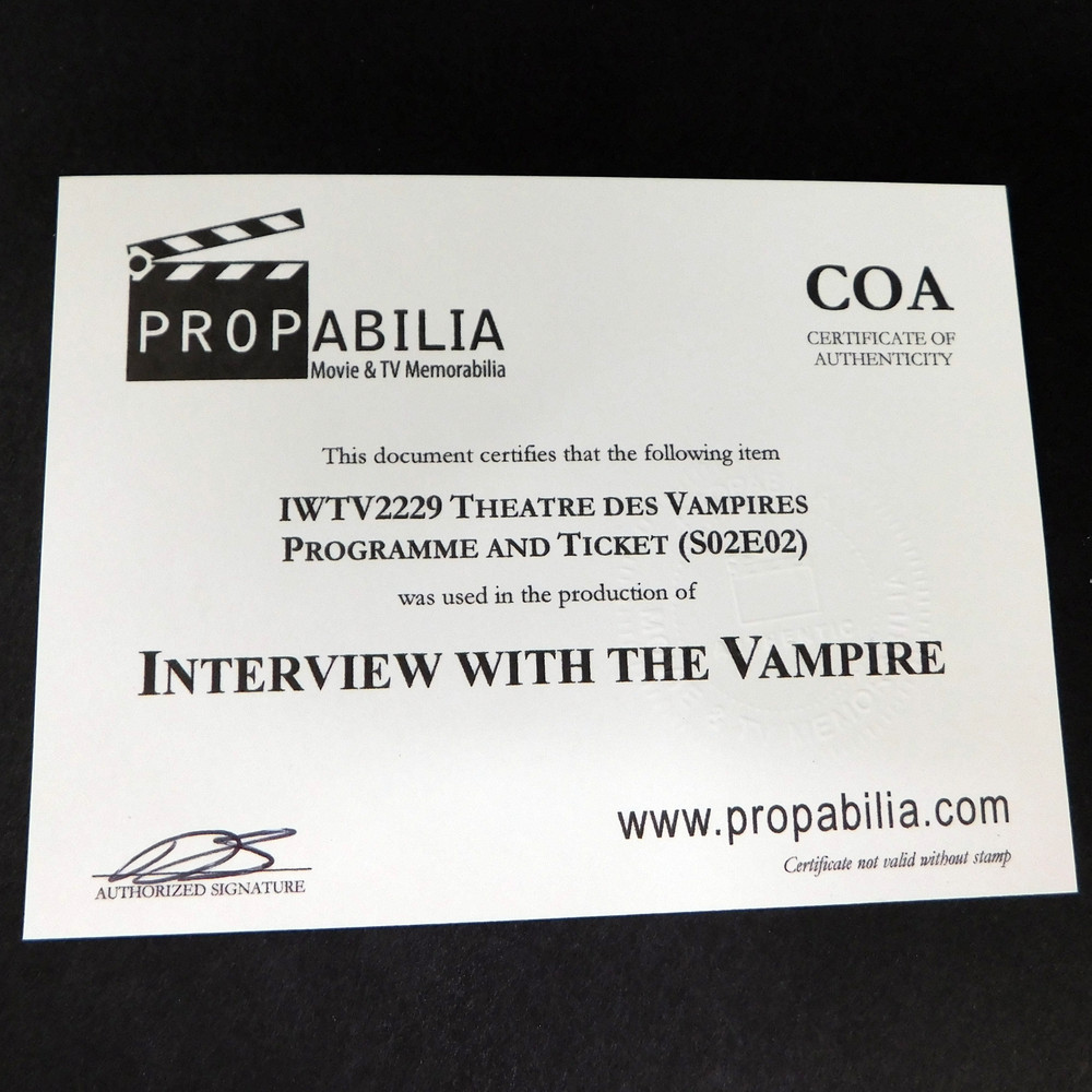 INTERVIEW WITH THE VAMPIRE Programme + Ticket S2E2 Original TV Prop (2234-3237)