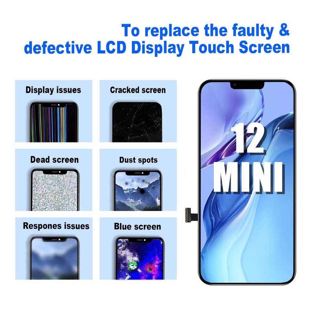 For iPhone 12 Mini Screen Replacement LCD Digitizer +Tools Kit+Screen Protector