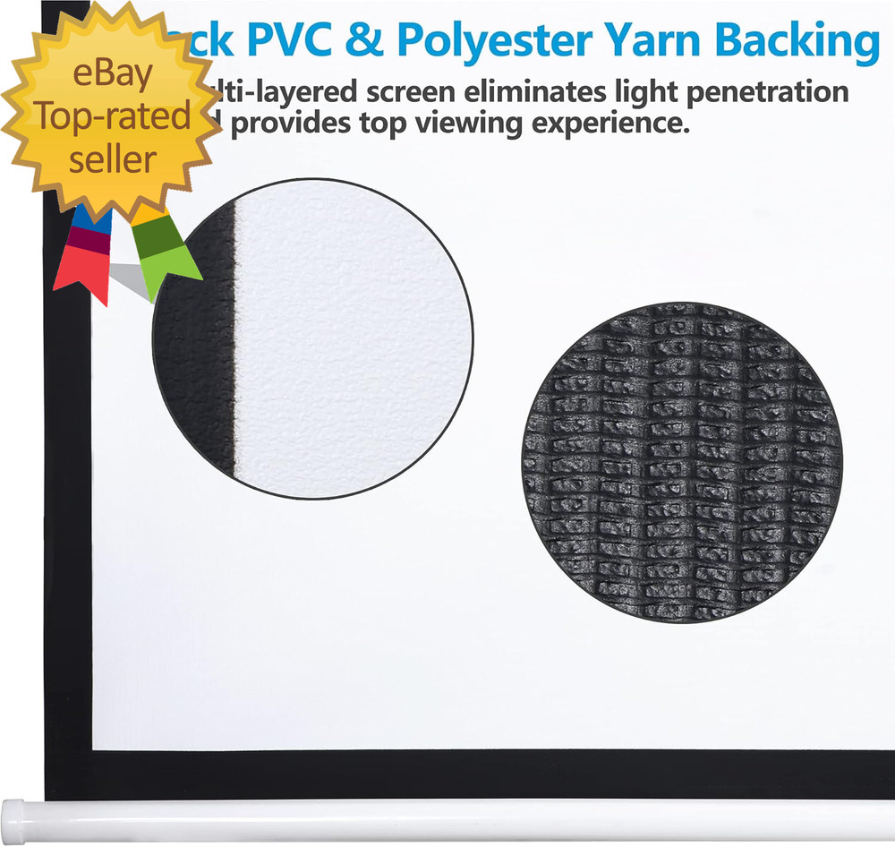 120'' Projector Screen, Retractable Projection Screen Manual Pull down HD Screen