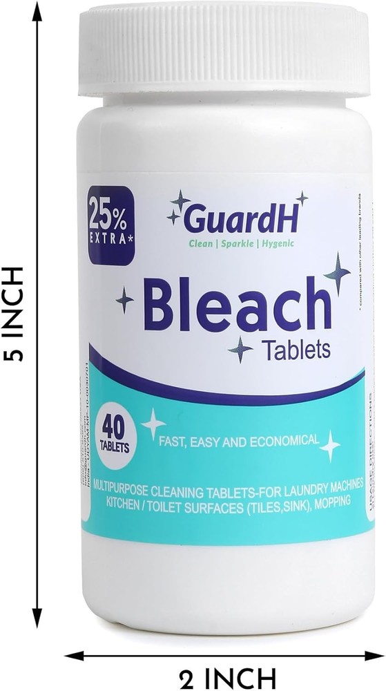 GuardH Bleach Tablets 40 Count Multipurpose Laundry Toilet Cleaning Tablets